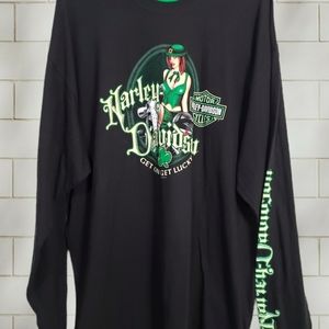 Harley-Davidson Men's Black Long Sleeve St. Patrick's Day Las Vegas 2XL T-Shirt